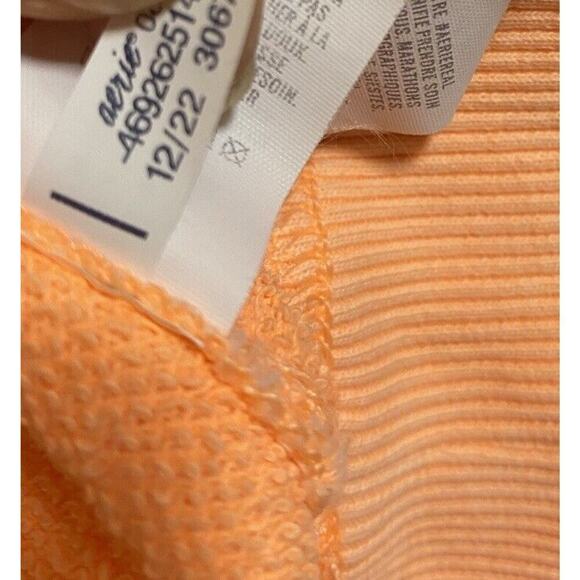 Aerie Sweater Womens Medium Bright Orange Pink Distressed Oversized 3/4 Sleeves - Picture 8 of 14